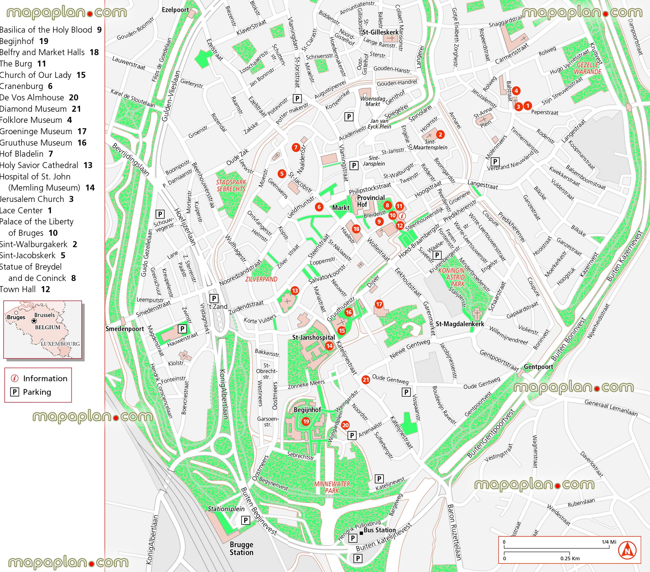 Printable Tourist Map Of Bruges