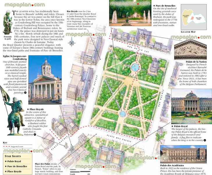 royal quarter bruxelles quartier interactive downloadable tourist guide visitors royal palace place printable detailed interactive virtual guide must see places travel layout english guide free download offline attractions places visits Brussels Top tourist attractions map