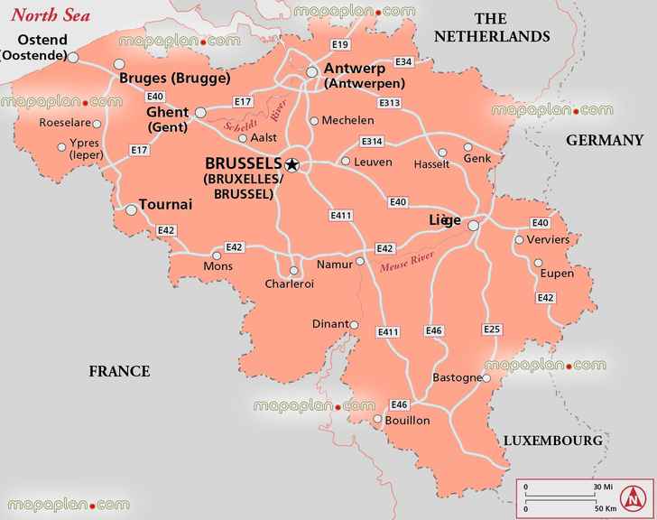 Brussels location belgium europes Brussels Top tourist attractions map