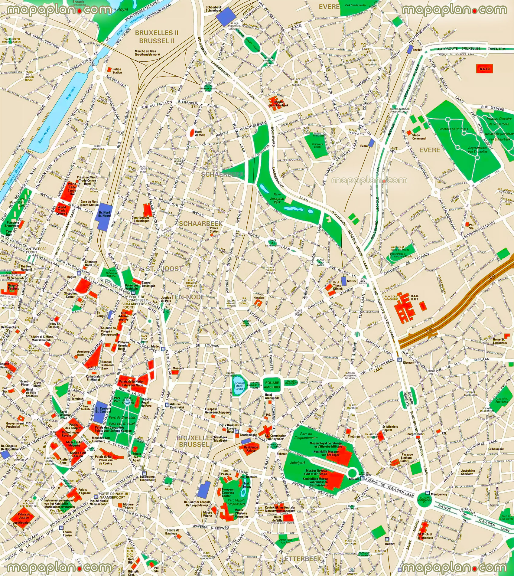 walking brussels tourist map