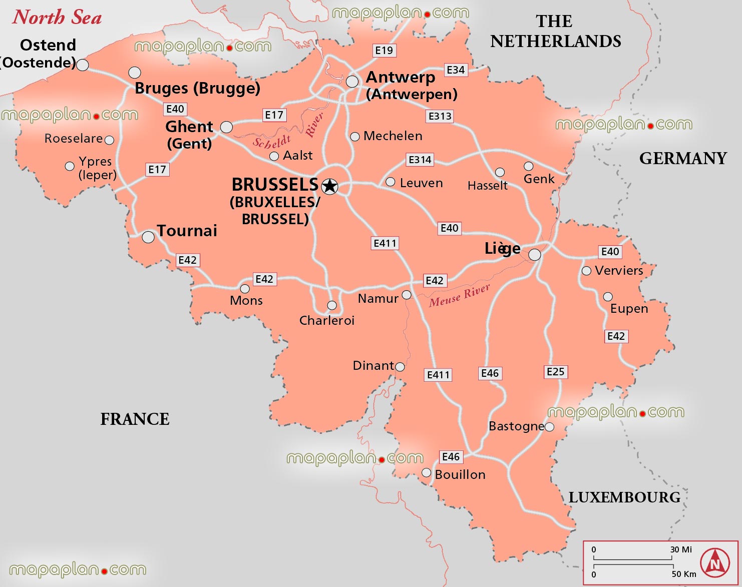 Brussels Top Tourist Attractions Map 20 Brussels Location Belgium Europe High Resolution 