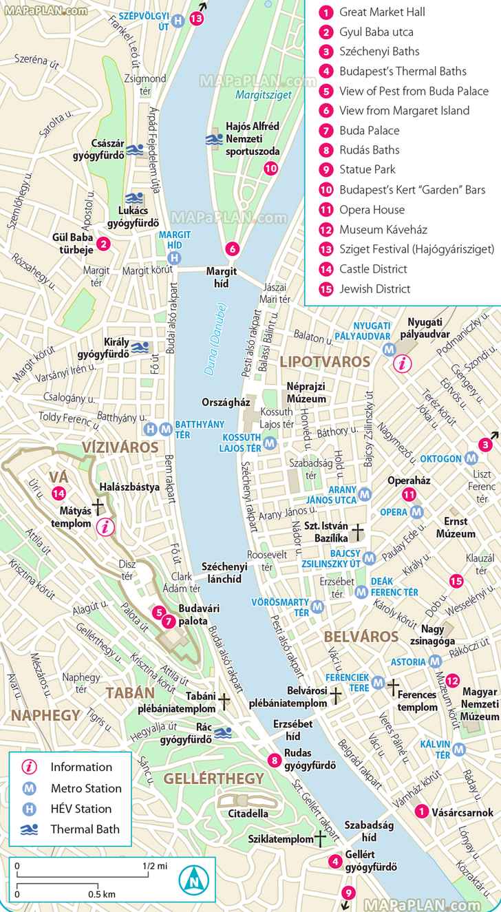 tourist walking map of budapest