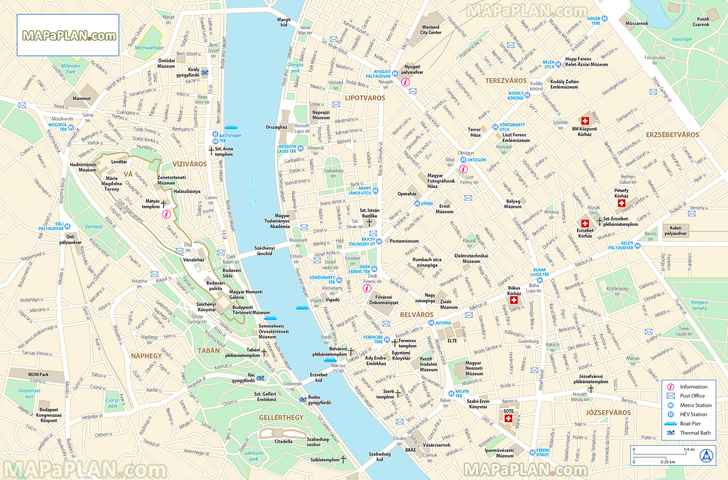 city center map monuments for tourist elizabeth bridge state opera national museum Budapest top tourist attractions map