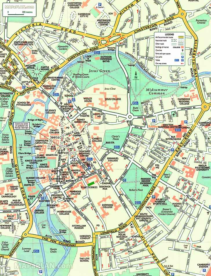 cambridge tourist attractions map