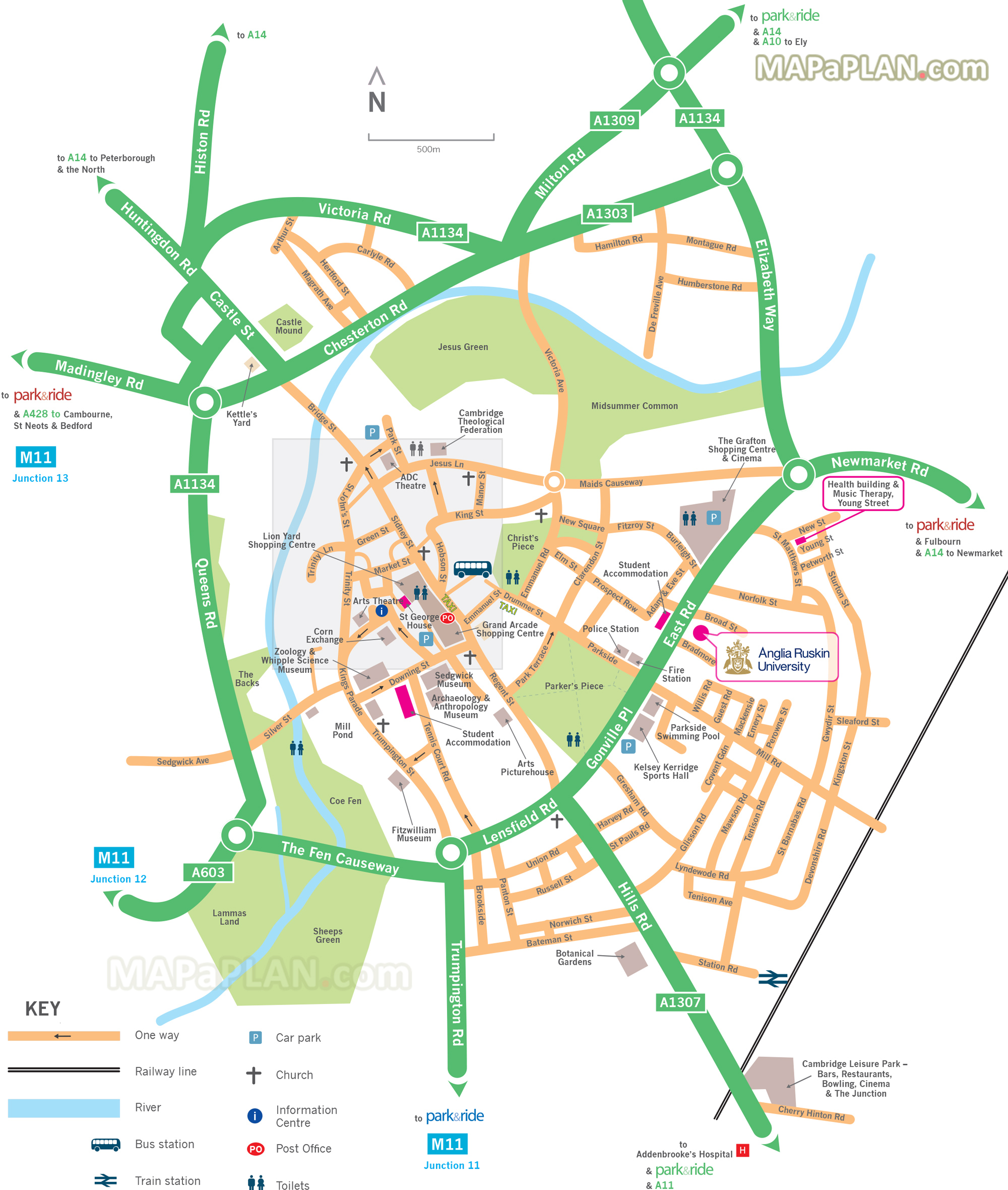 tourist map of cambridge city centre