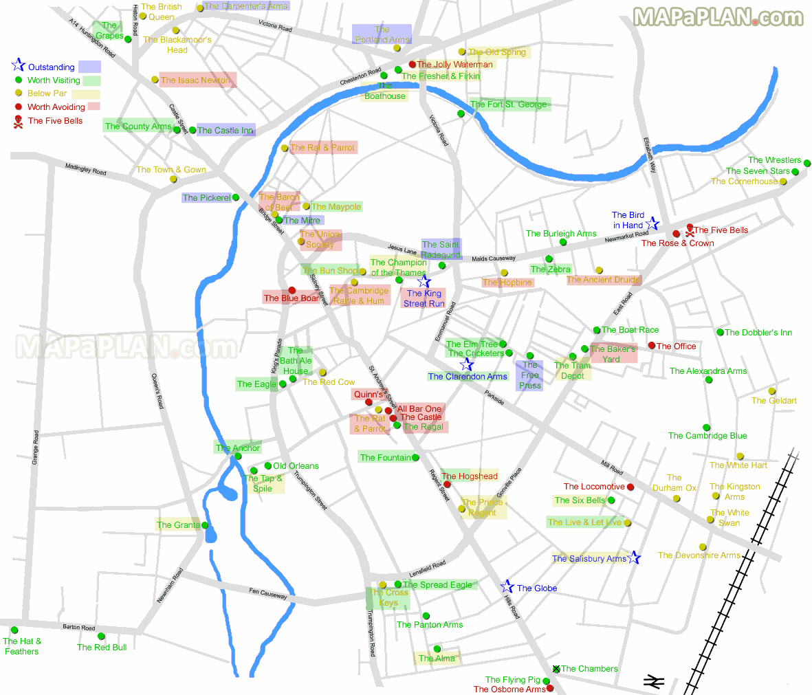 Favourite pubs worth visiting review Cambridge top tourist attractions map