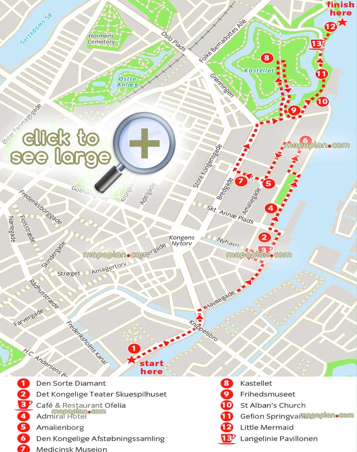 waterfront walk free printable virtual explorer plan places visits Copenhagen Top tourist attractions map