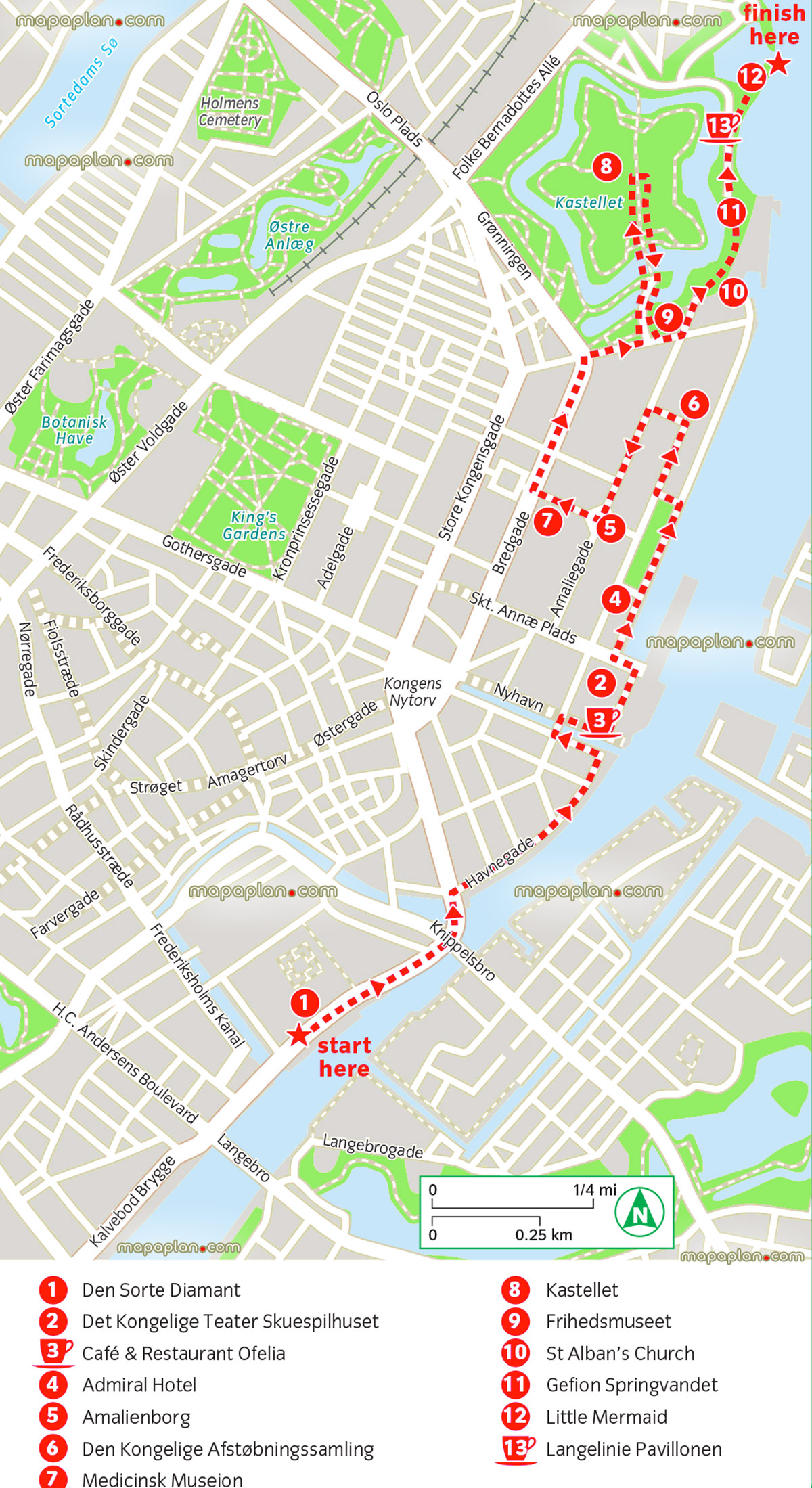 waterfront walk free printable virtual explorer plan places visits Copenhagen Top tourist attractions map
