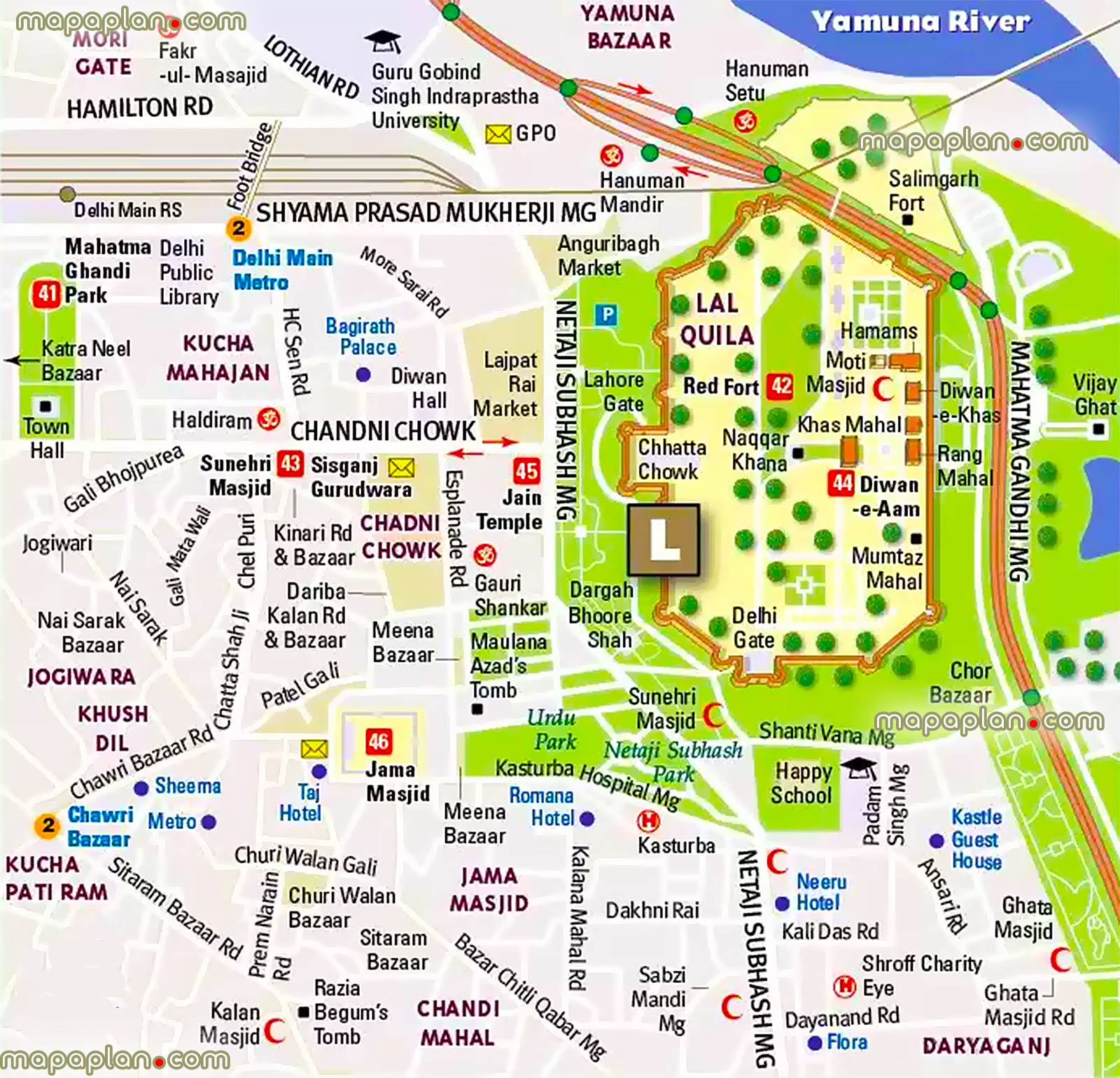 delhi tourist places list with map