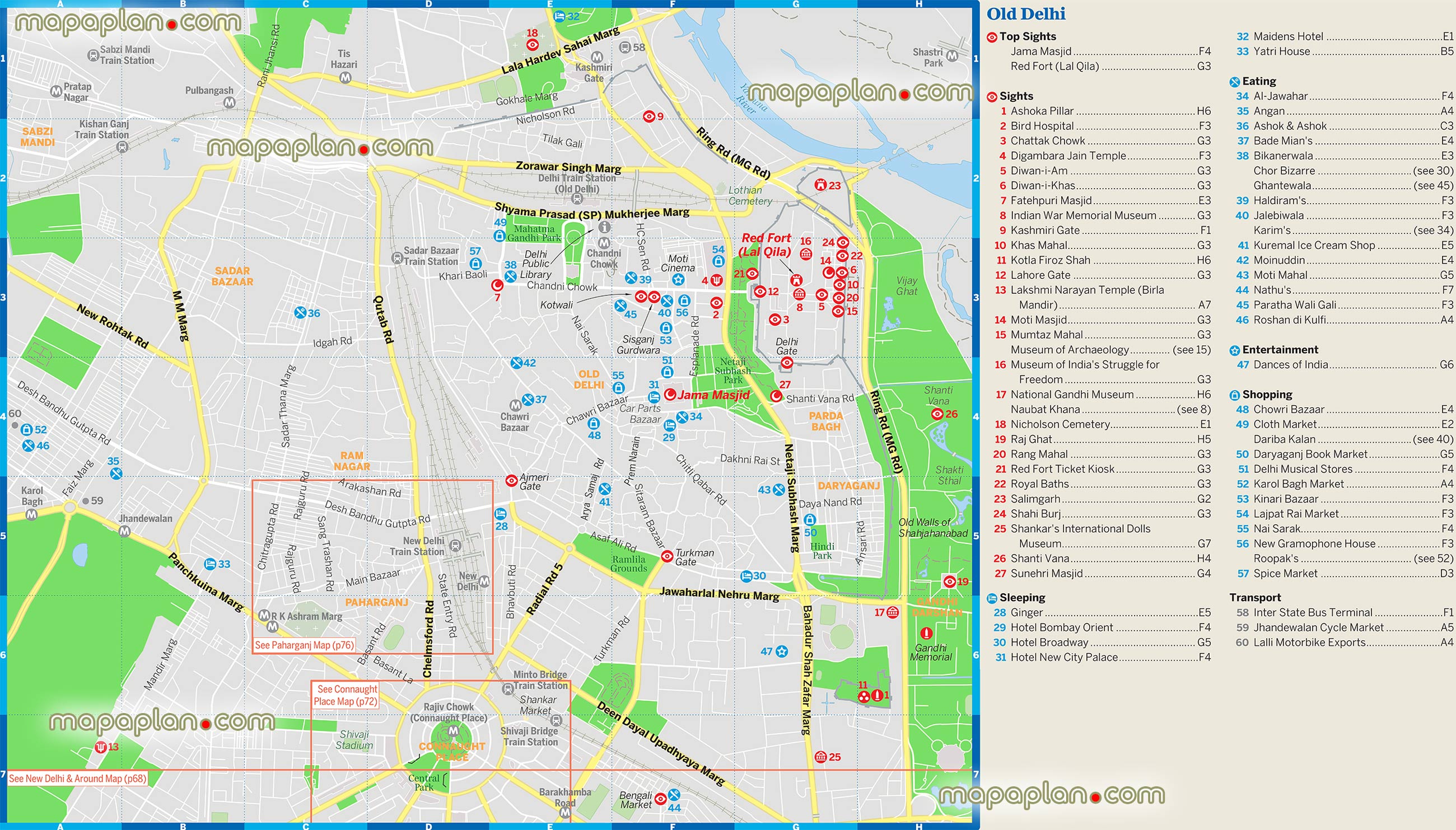 old Delhi detailed street tourism route plan old town square district area neighbourhood central district area outline layout best locationss Delhi Top tourist attractions map