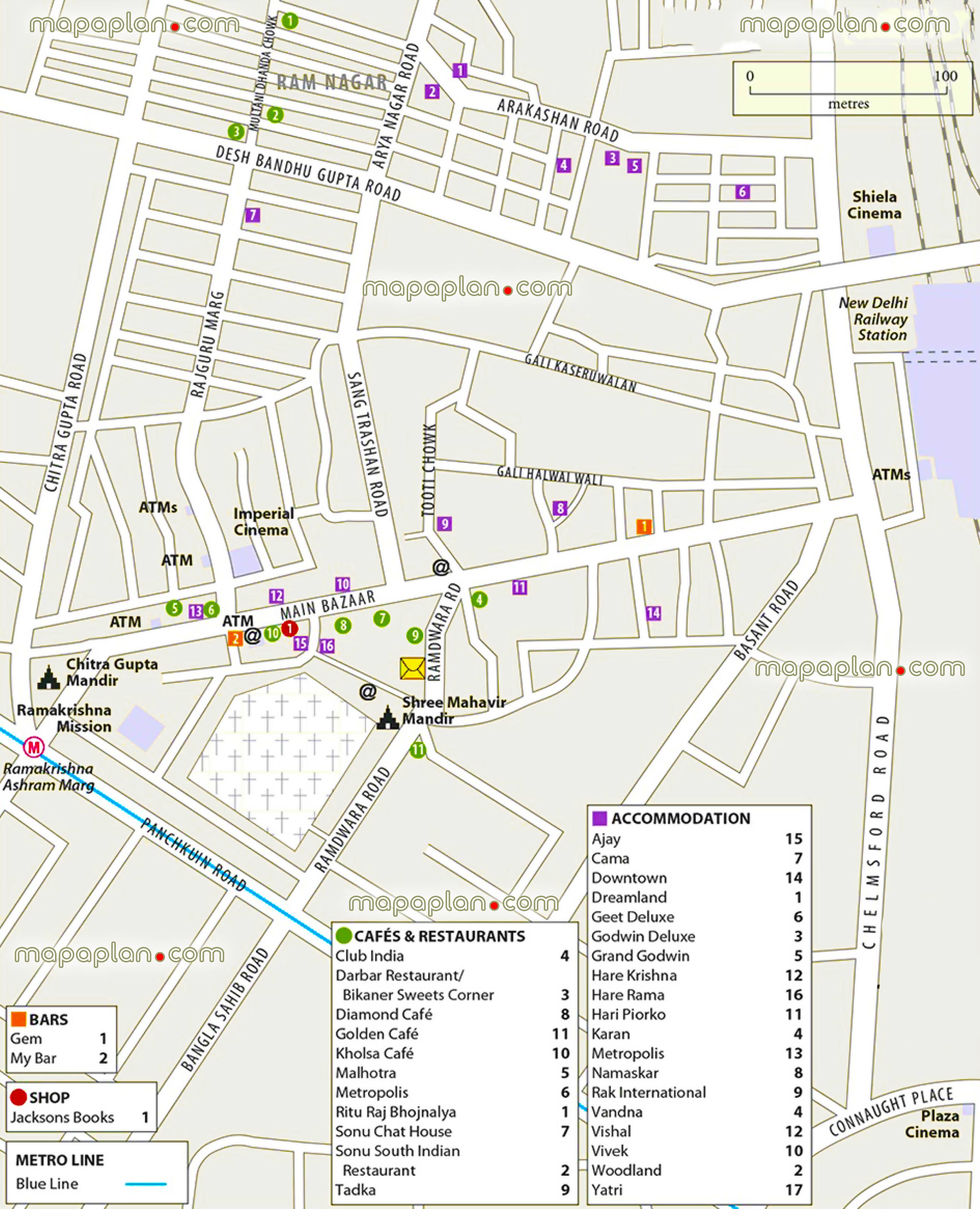 paharganj visitors driving guide new Delhi railway station urban navigation directionss Delhi Top tourist attractions map