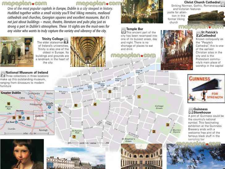 Dublin city centre free travel guide top 10 must see sights best destinationss Dublin Top tourist attractions map