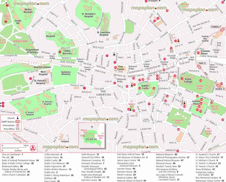 free download travel layout guide offline list attractions places visit inner city plan places interest along street names must see destinationss Dublin Top tourist attractions map