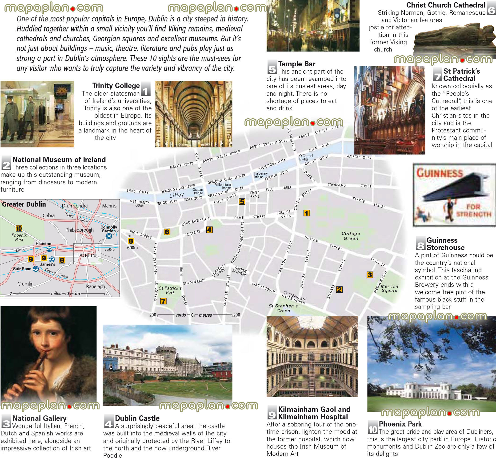 Dublin city centre free travel guide top 10 must see sights best destinationss Dublin Top tourist attractions map