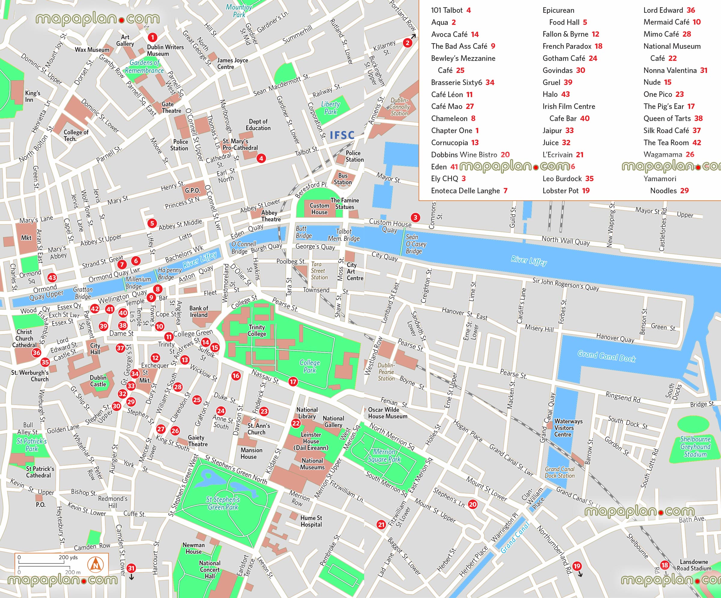 best restaurants cafes dining Dublins Dublin Top tourist attractions map