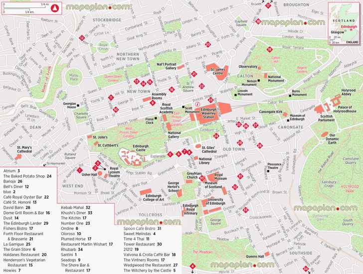 best restaurants cafes dining Edinburghs Edinburgh Top tourist attractions map