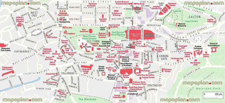 Edinburgh festival venues fun easy access places within walking distances Edinburgh Top tourist attractions map