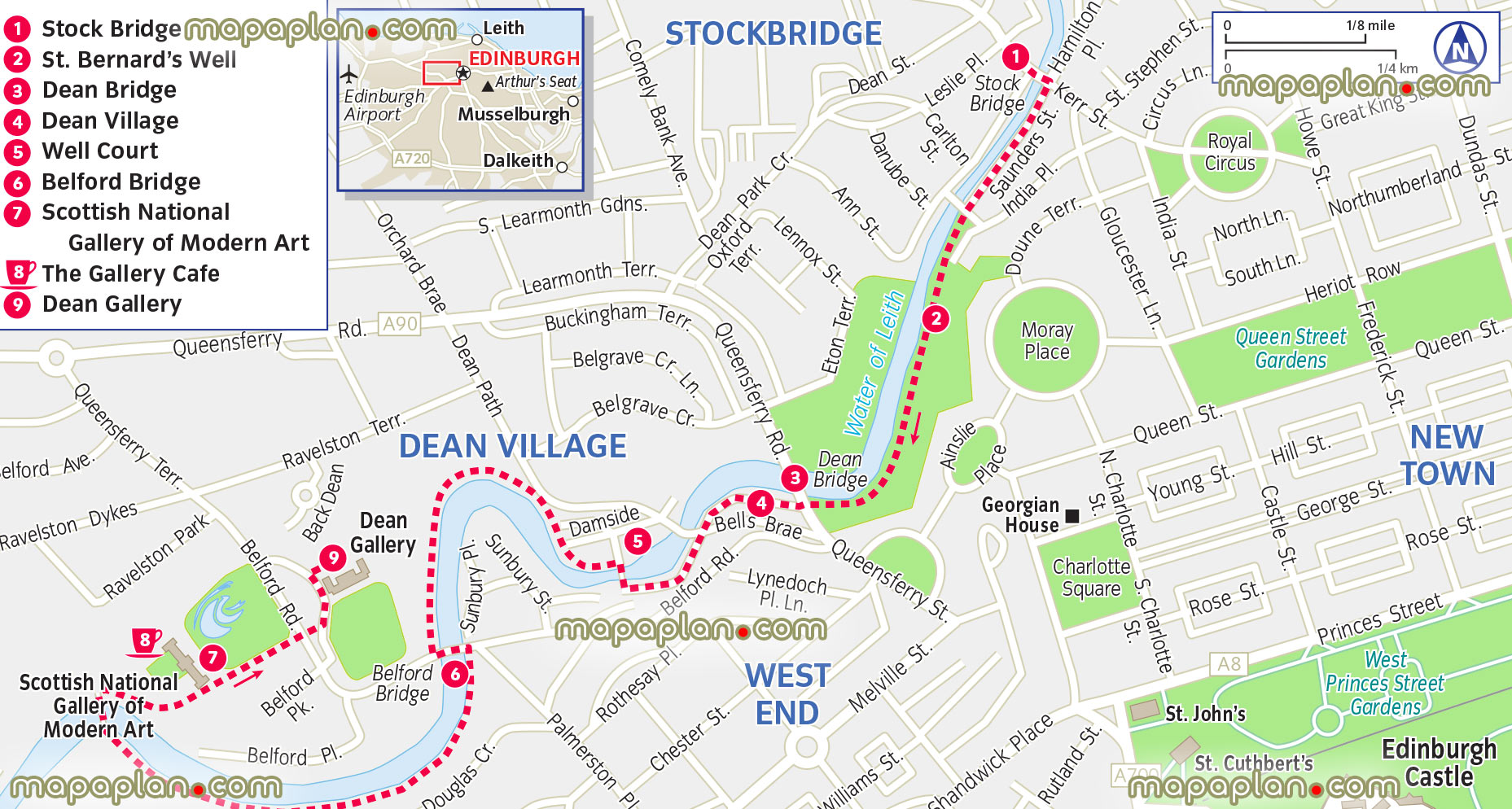 water leith walkway download virtual explorer plan interesting sites hot spots worth visitings Edinburgh Top tourist attractions map