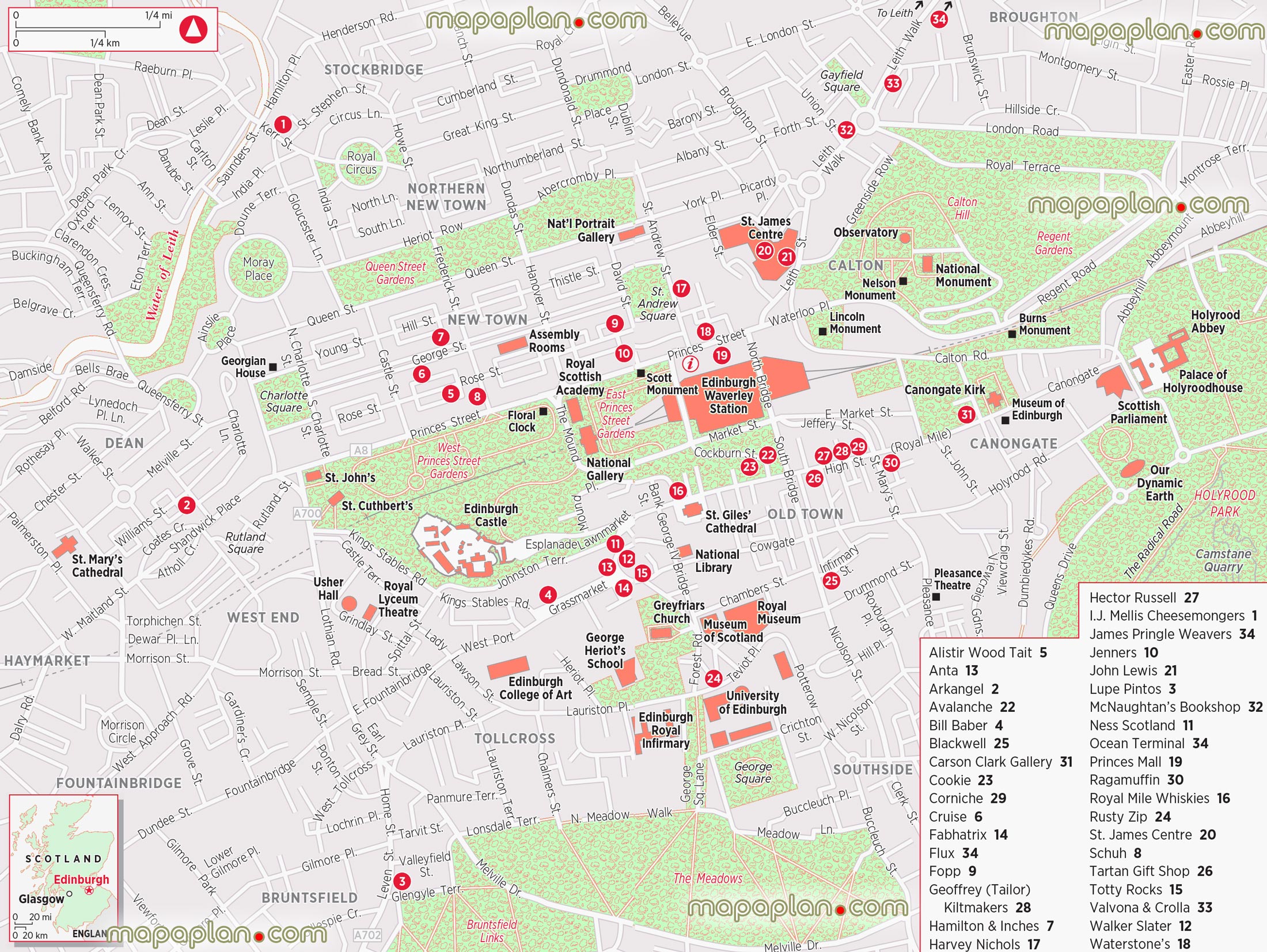 edinburgh tourist map printable