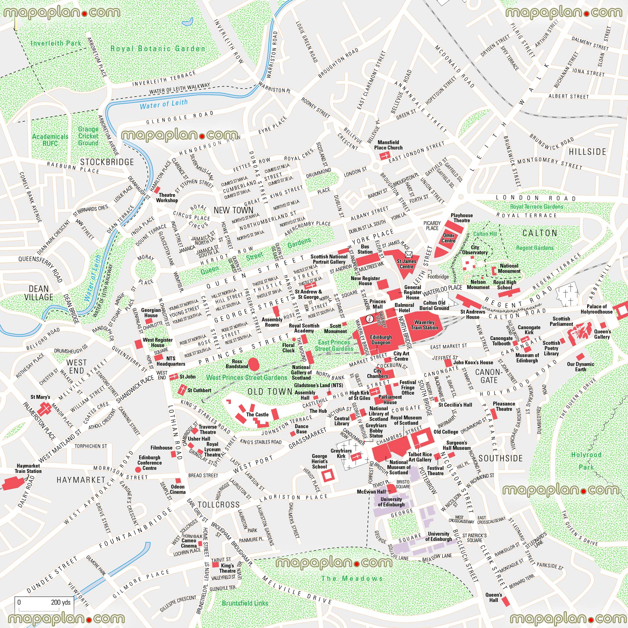 best Edinburgh 1 2 3 days interactive walking print central district area outline layout best locations visits Edinburgh Top tourist attractions map