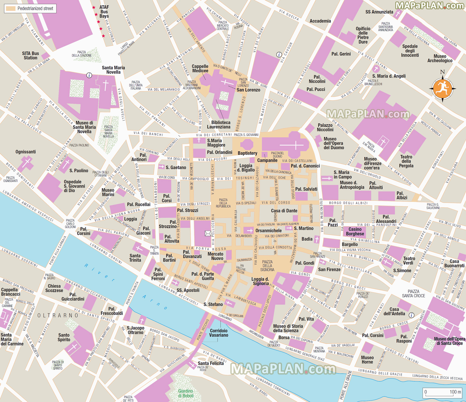 what to see where to go what to do top sites worth visiting pedestrian zone san lorenzo Florence top tourist attractions map