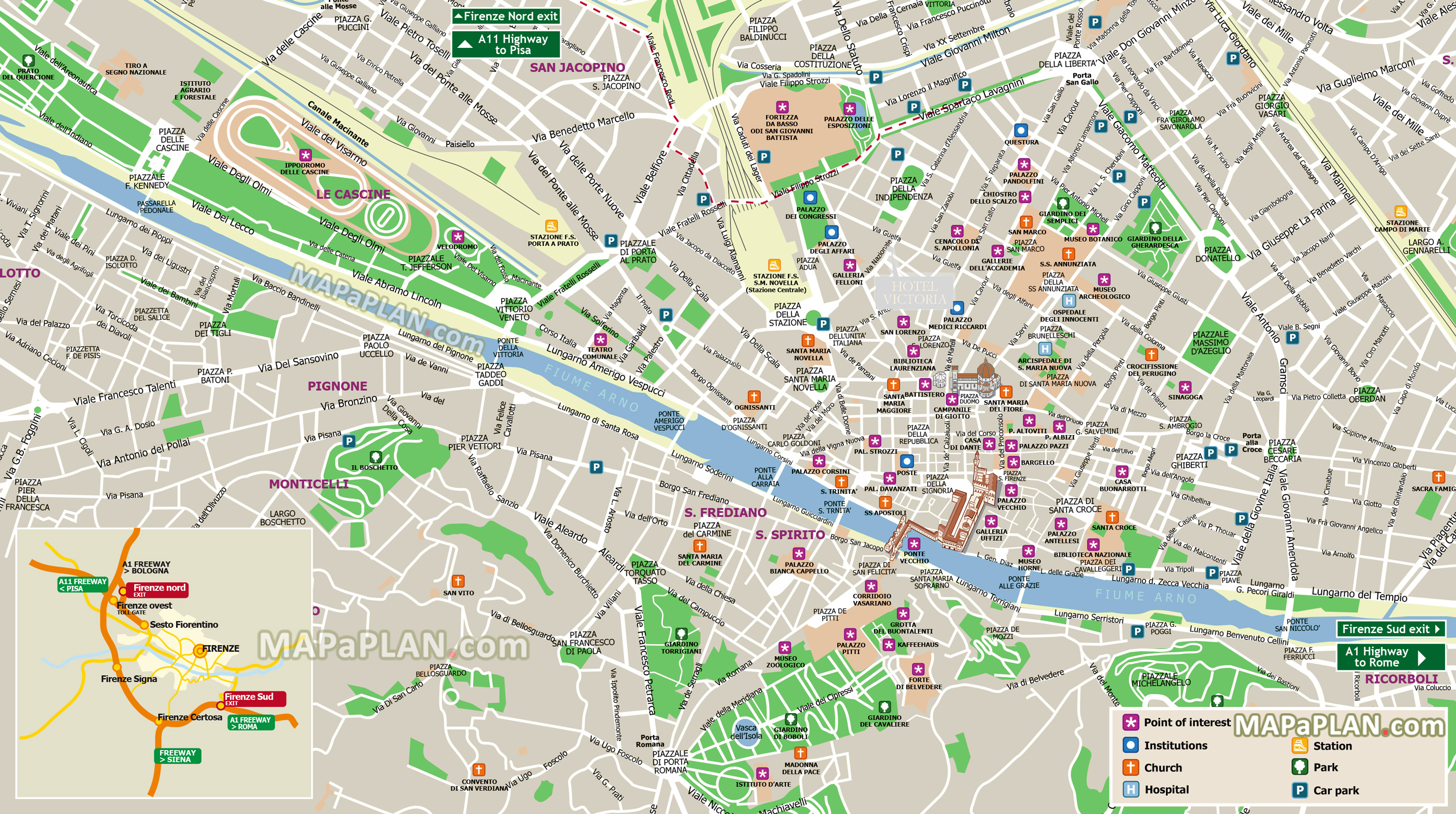 tourist walking map of florence