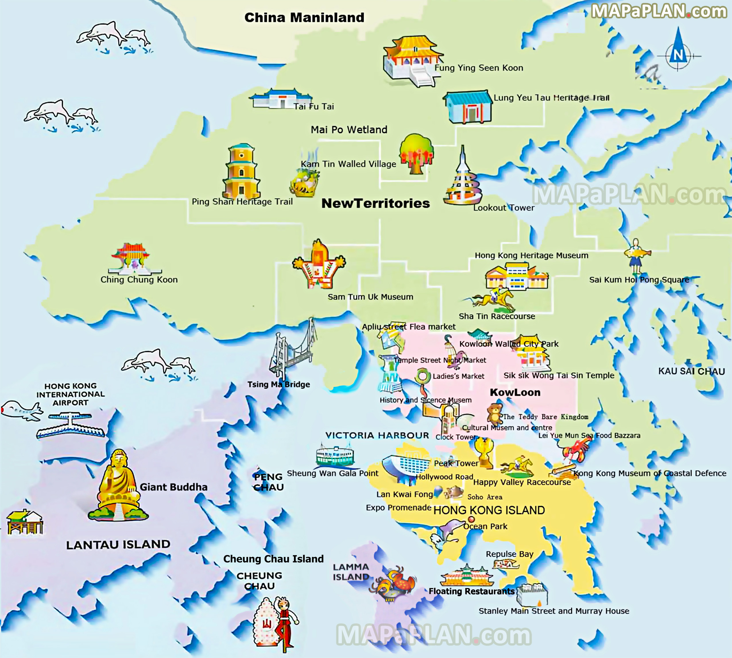 tourist attractions in hong kong map