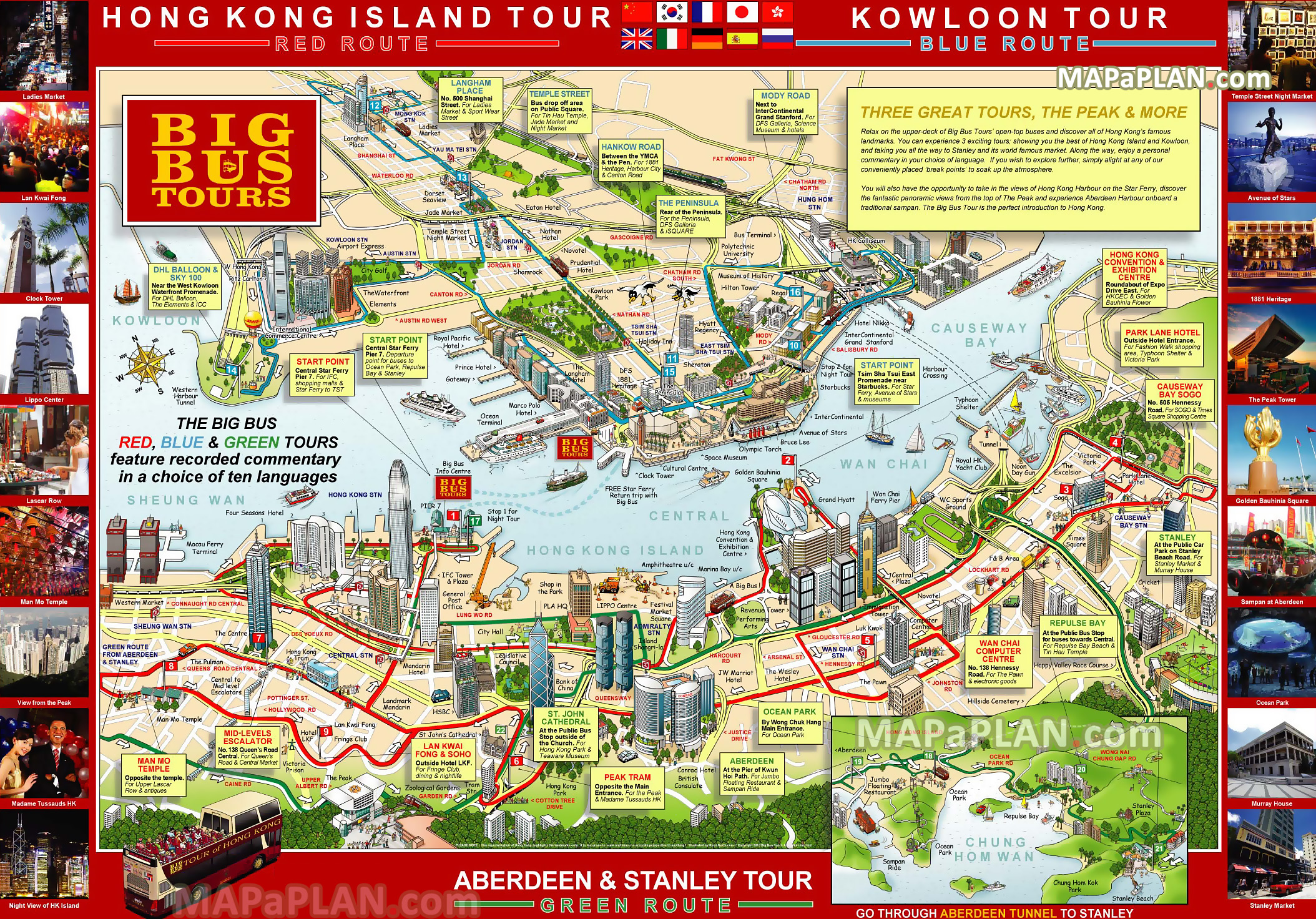 hong kong maps - top tourist attractions - free, printable