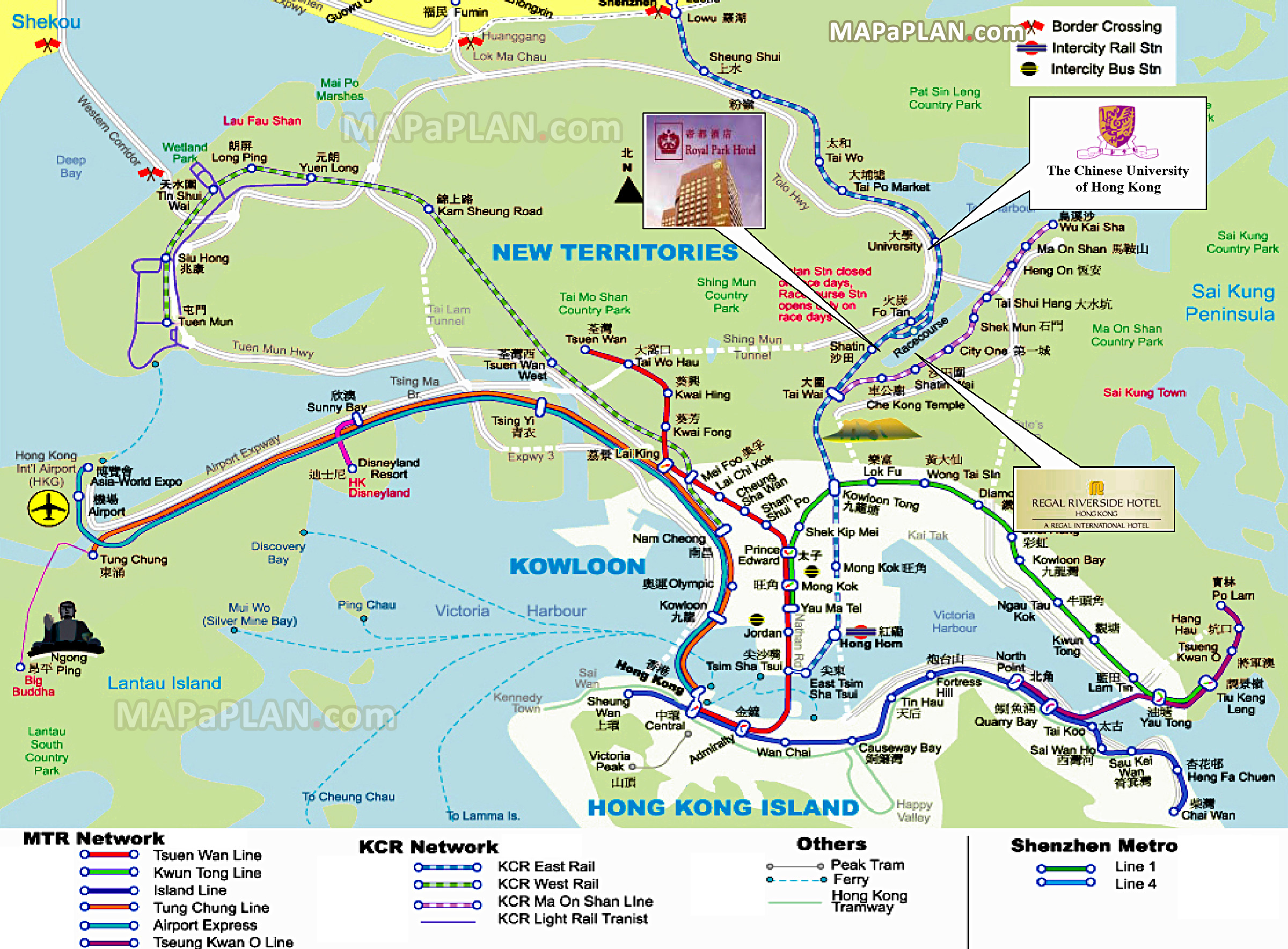 what to see where to go what to do driving road directions airport terminal train railway stops Hong Kong top tourist attractions map