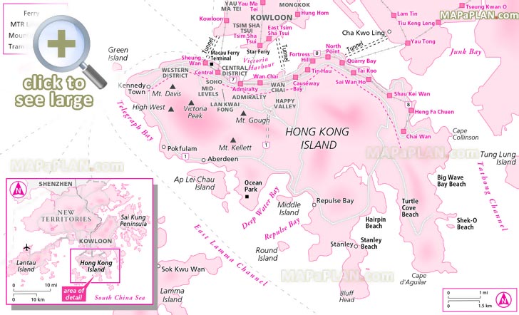 island simple overview outline old monuments worth visiting highway beach ferry kowloon Hong Kong top tourist attractions map