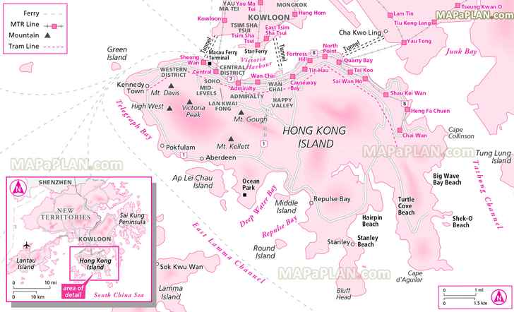 Hong Kong Maps Top Tourist Attractions Free Printable City Street