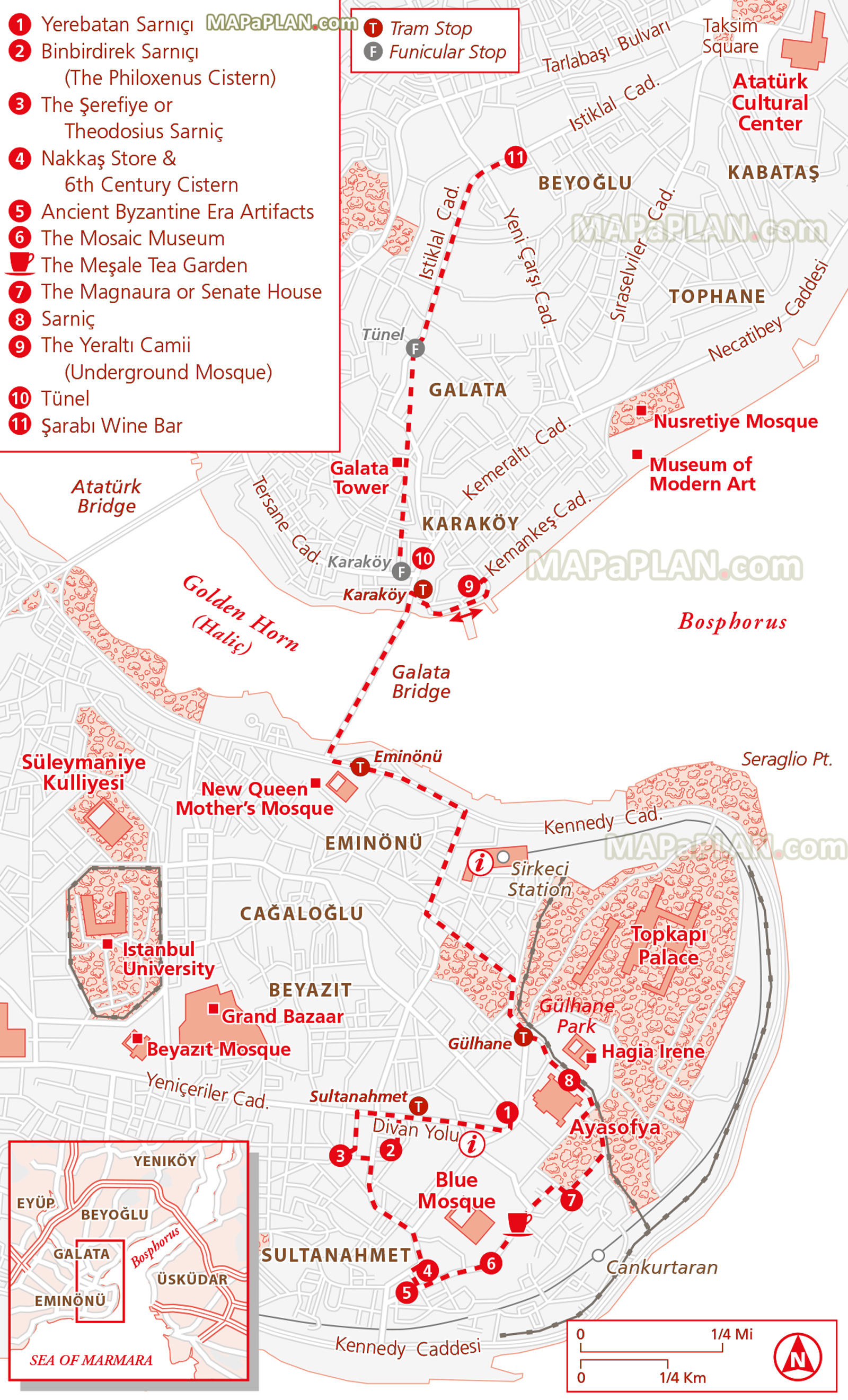 underground walking tour trail directions route planner fun things do family kids Istanbul top tourist attractions map