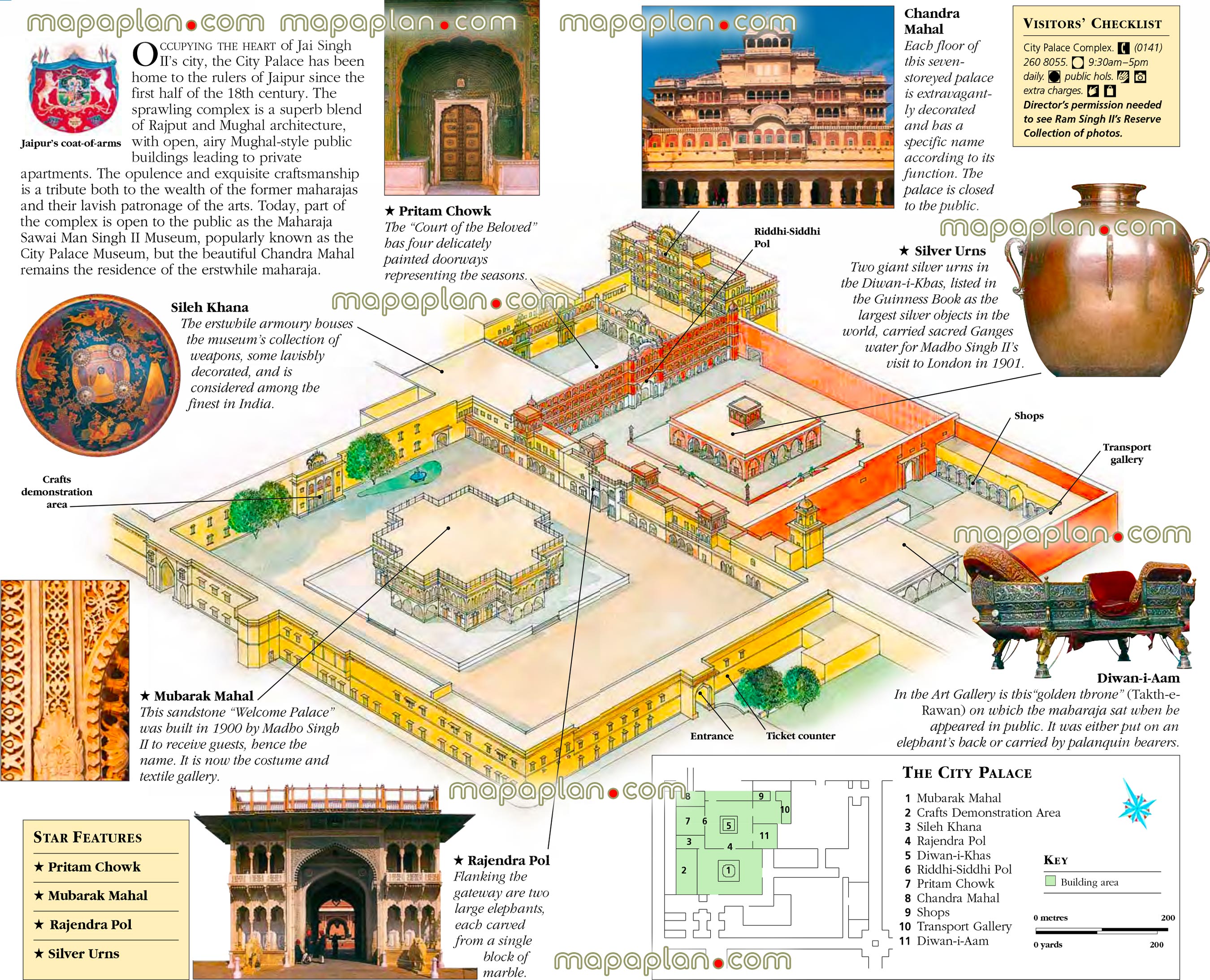 Jaipur city palace museum detailed itinerary popout interactive historical places what see where go directions interesting things do photo image english guides Jaipur Top tourist attractions map