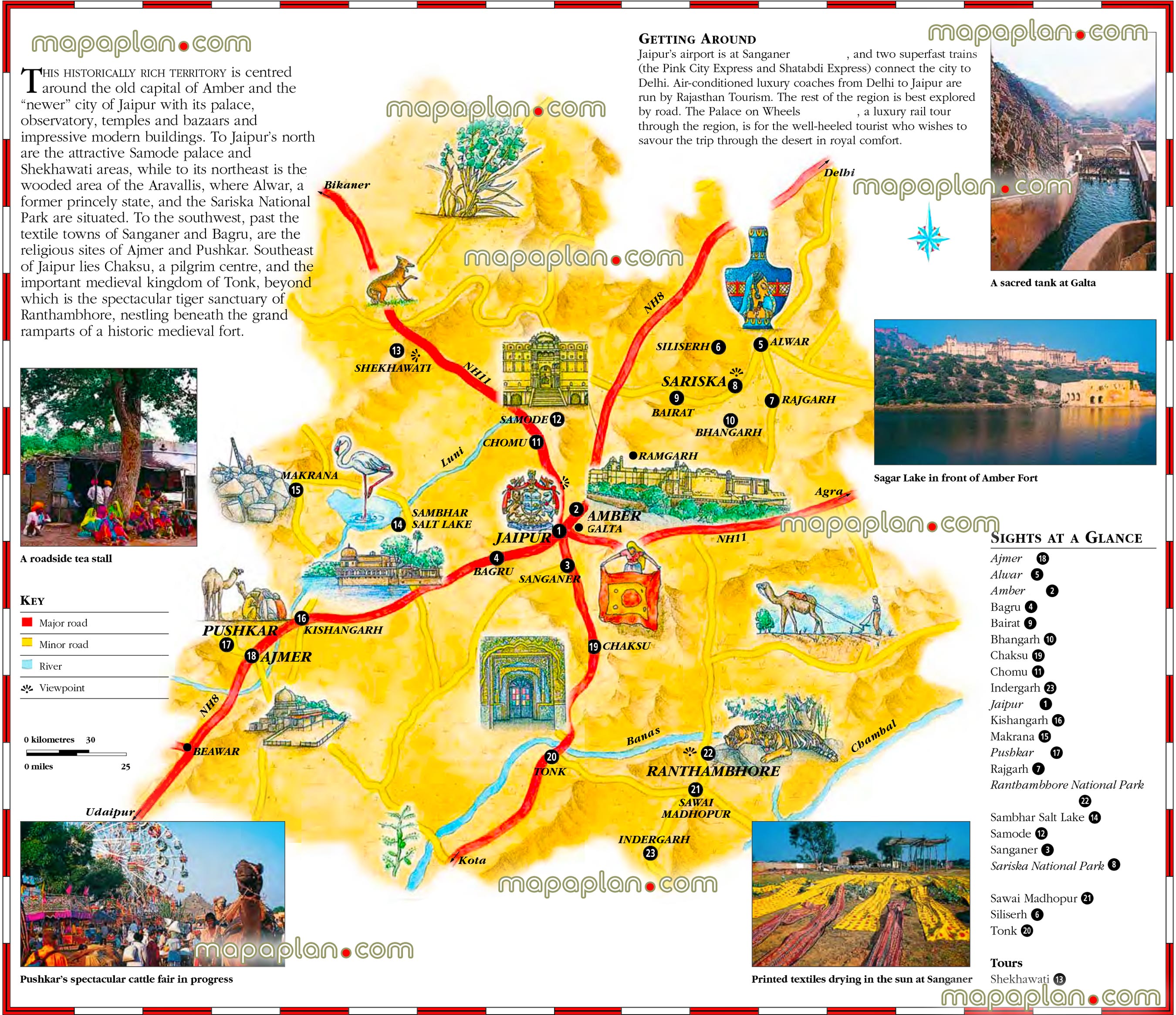 jaipur rajasthan metro region area india downloadable tourist guide visitors illustrated children family english simple outline neighborhoods districts roads must see places free download layout plans Jaipur Top tourist attractions map