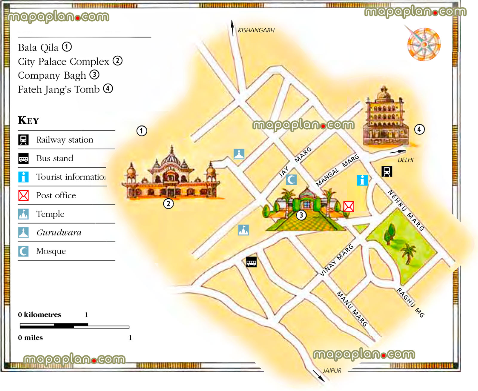 jaipur tourist places map with distance