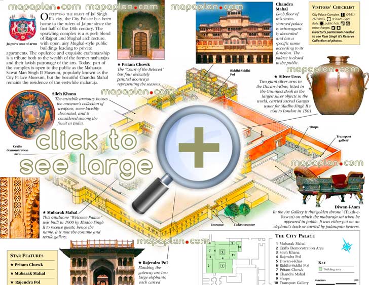 jaipur city palace museum detailed itinerary popout interactive historical places what see where go directions interesting things do photo image english guides Jaipur Top tourist attractions map
