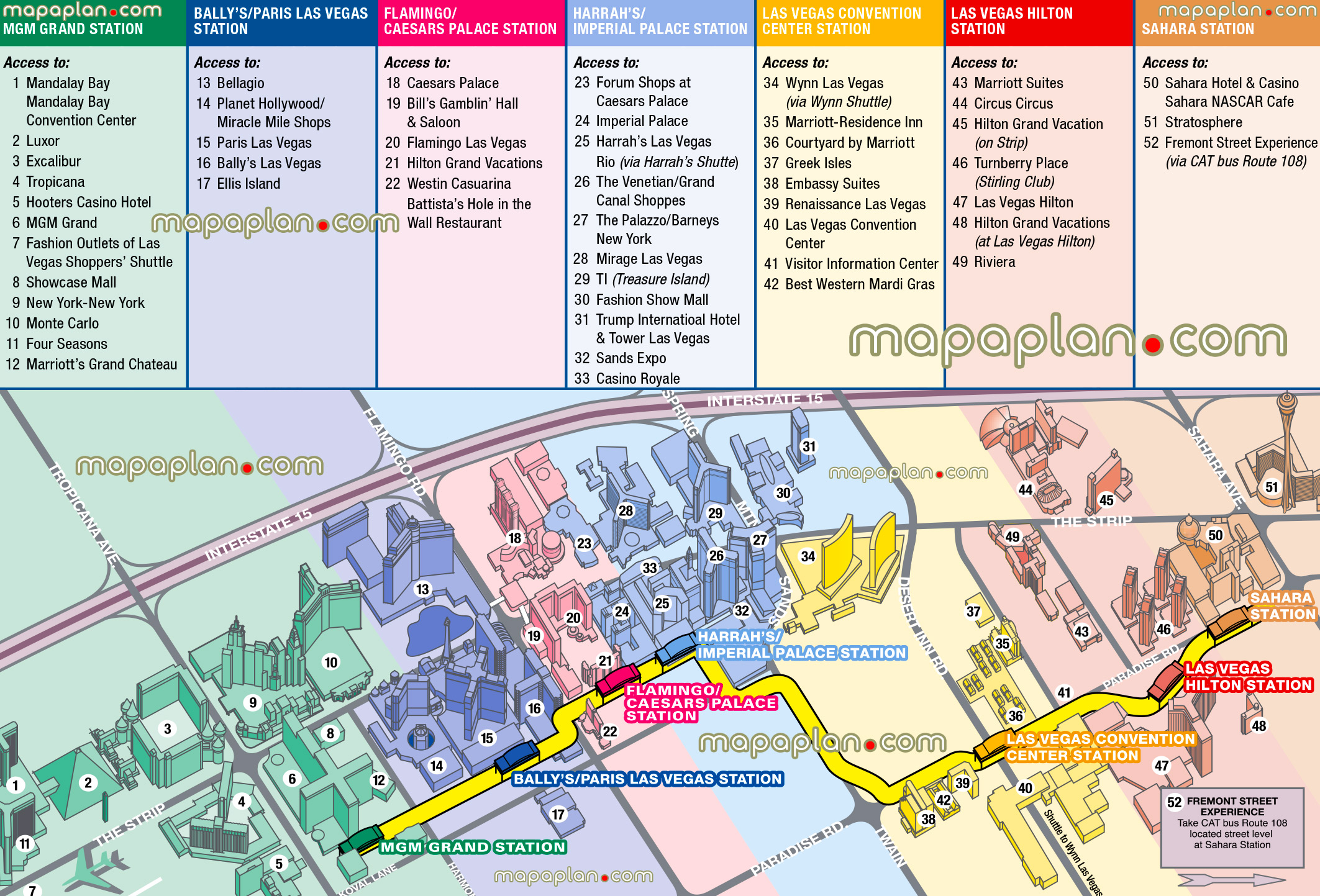 Las Vegas Top Tourist Attractions Map 06 Monorail Station Boulevard Hotel Luxor Pyramid Showcase Four Seasons Venetian Grand Canal High Resolution 