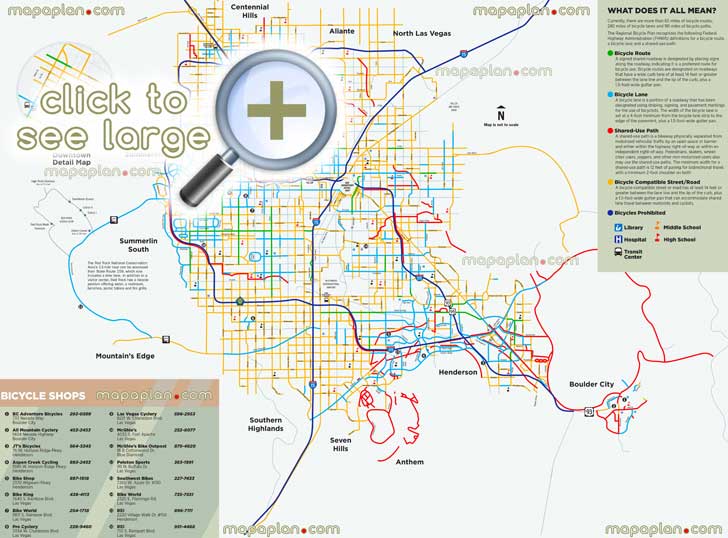 bicycle rtc lanes cycling city trails mountain bike paths system local routes north red rock loop boulder city henderson summerlin downtowns Las Vegas top tourist attractions map