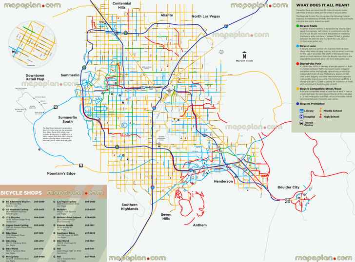 bicycle rtc lanes cycling city trails mountain bike paths system local routes north red rock loop boulder city henderson summerlin downtowns Las Vegas top tourist attractions map