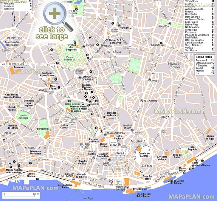 Lisbon maps Top tourist attractions Free, printable city street map