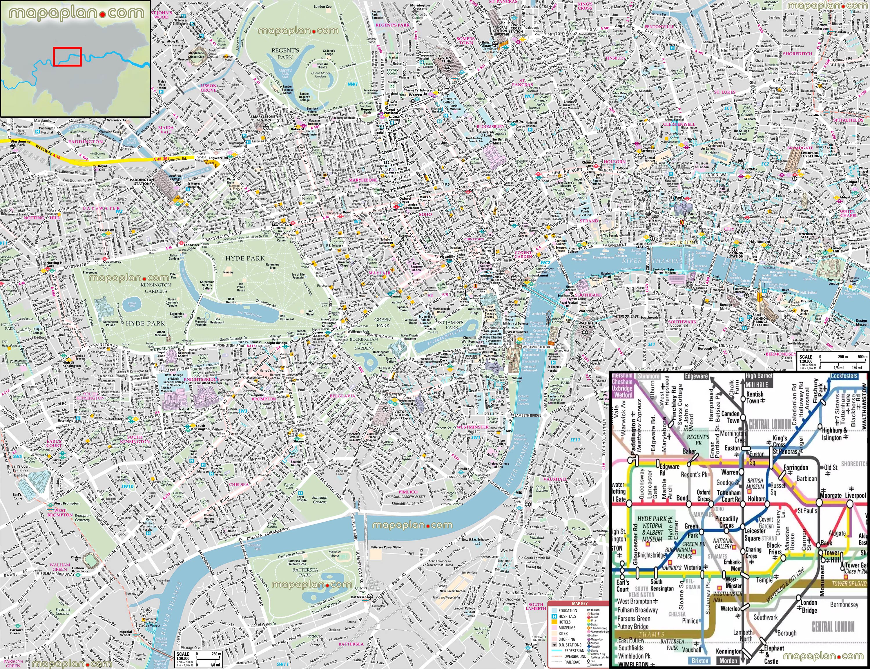 London city centre free travel guide must see sights best destinations visits London Top tourist attractions map