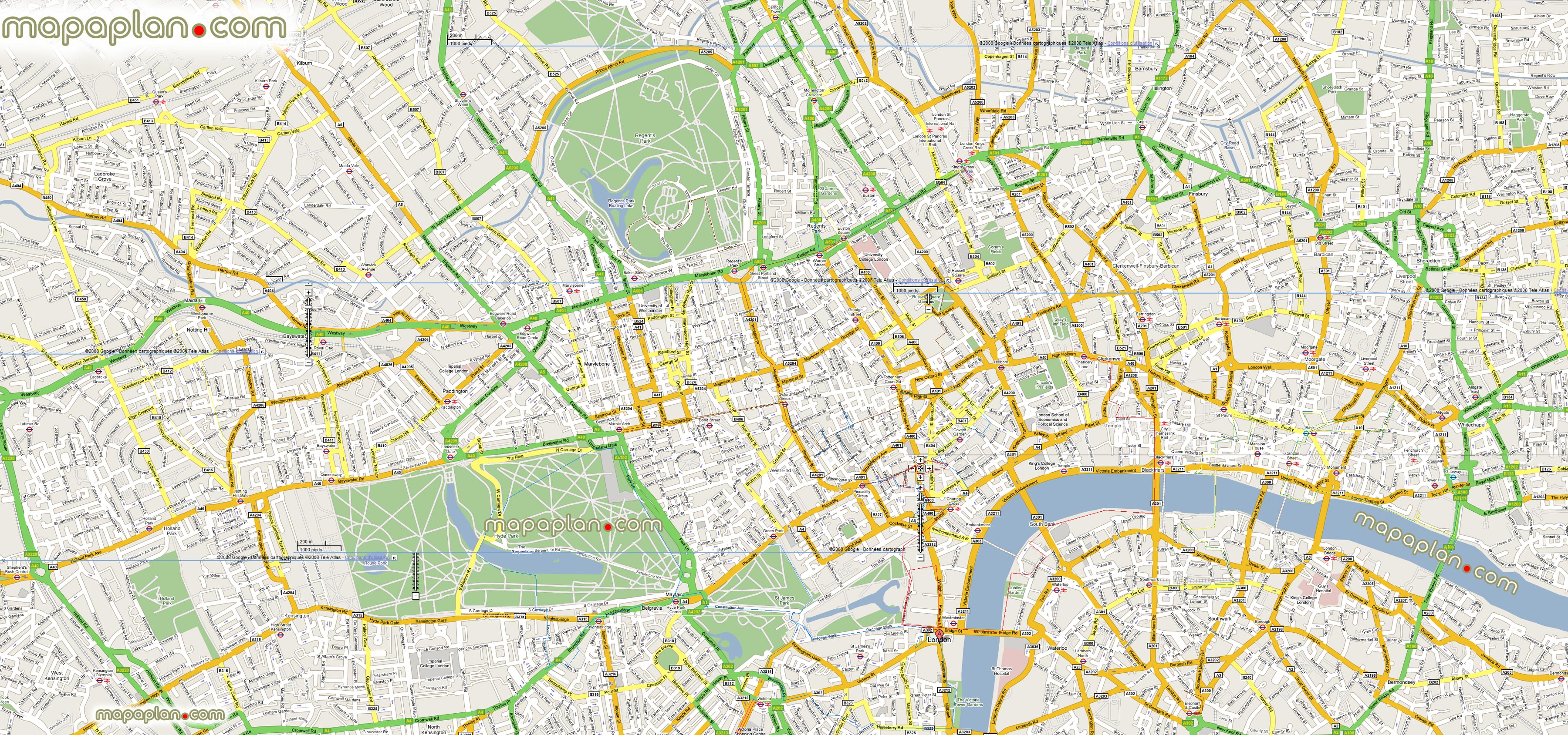 google maps offline mashup prints London Top tourist attractions map