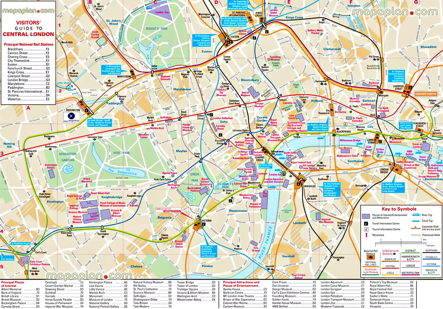 tourist tube stations overlay guide list attractions places visit official tourist visitors information centre at st pauls cathedrals London Top tourist attractions map