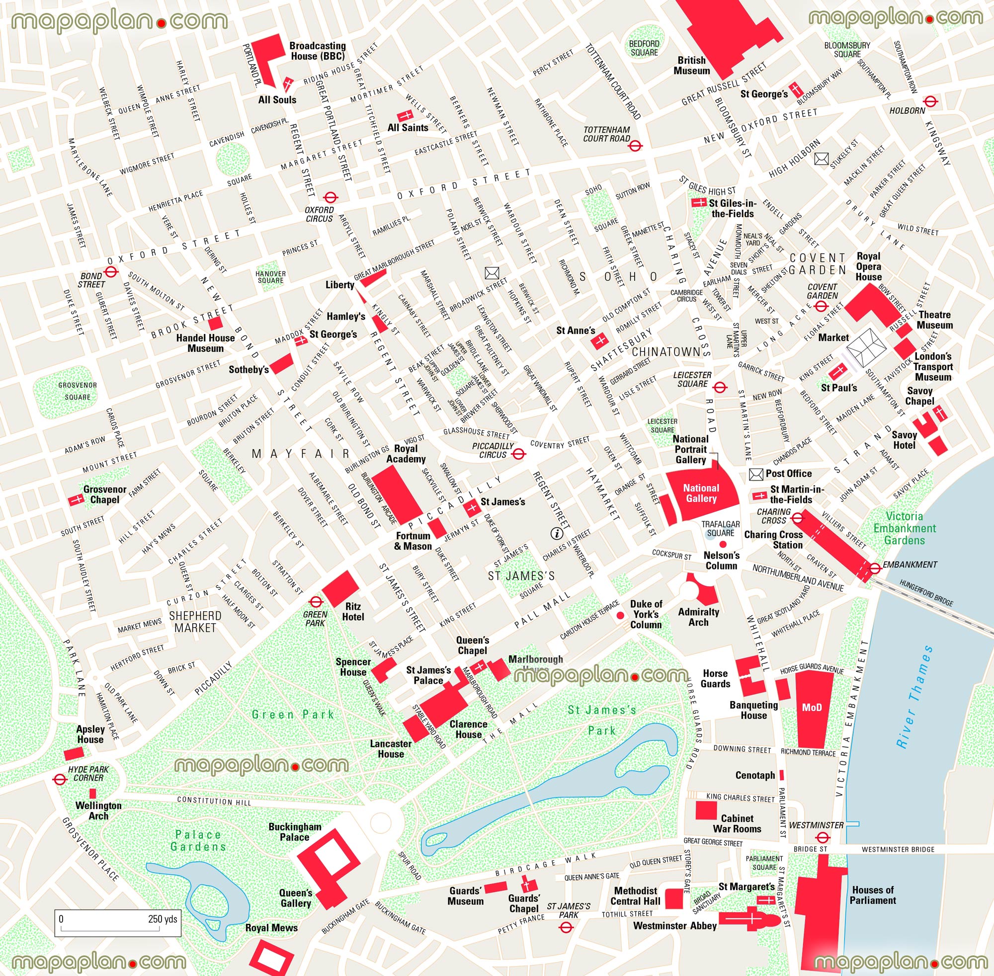 west end layout free travel main points interests London Top tourist attractions map