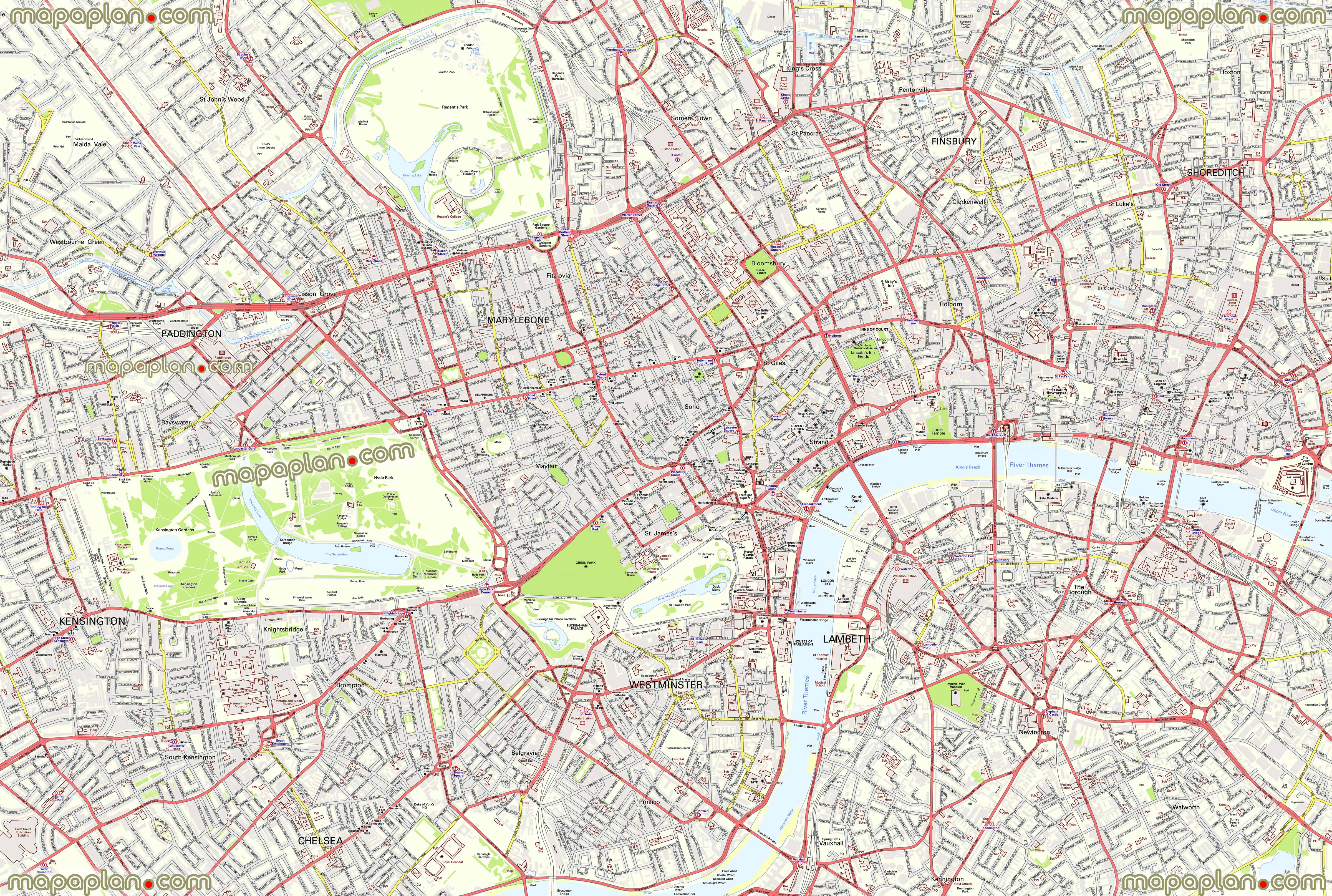 free tourist map of central london