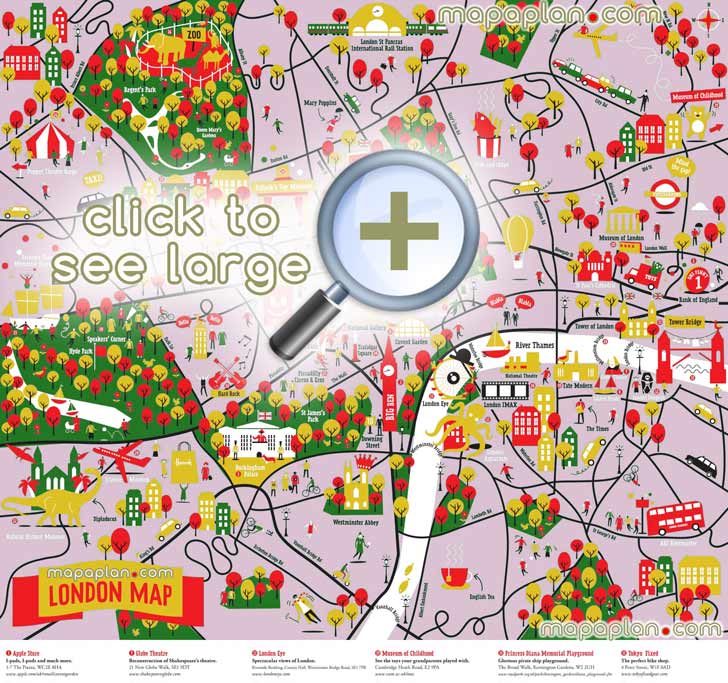 colourful great family things do kidss London Top tourist attractions map