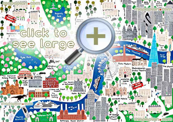 beautiful colorful london children englishs London Top tourist attractions map