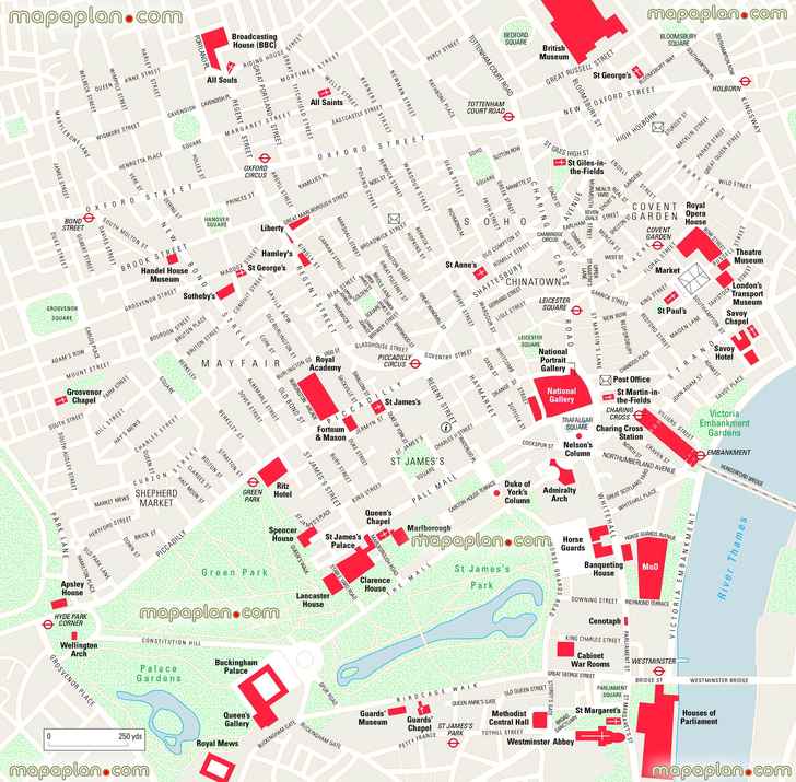 west end layout free travel main points interests London Top tourist attractions map