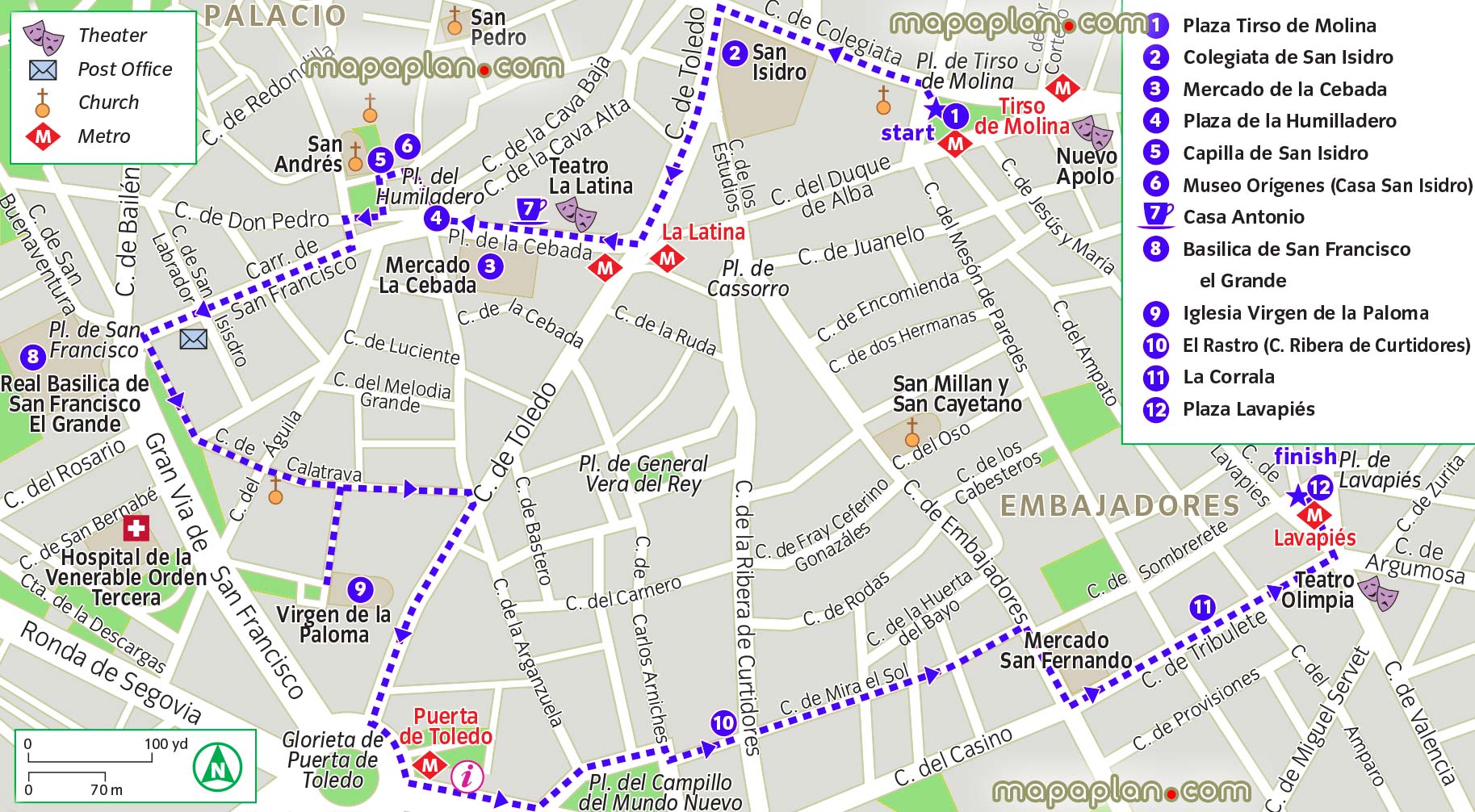 la latina lavapies area maps Madrid Top tourist attractions map