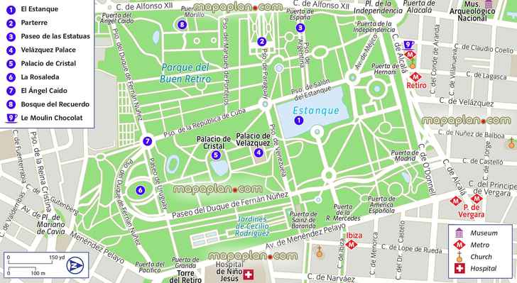 parque del retiro best things do layouts Madrid Top tourist attractions map